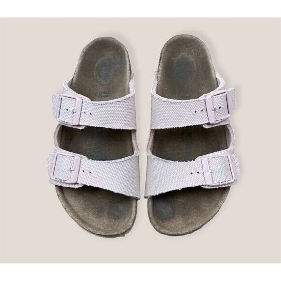 Birkenstock Arizona Kids Vegan textile soft pink sandals - Picture 1 of 6
